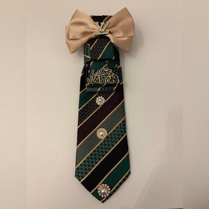 Green and Black Striped Tie